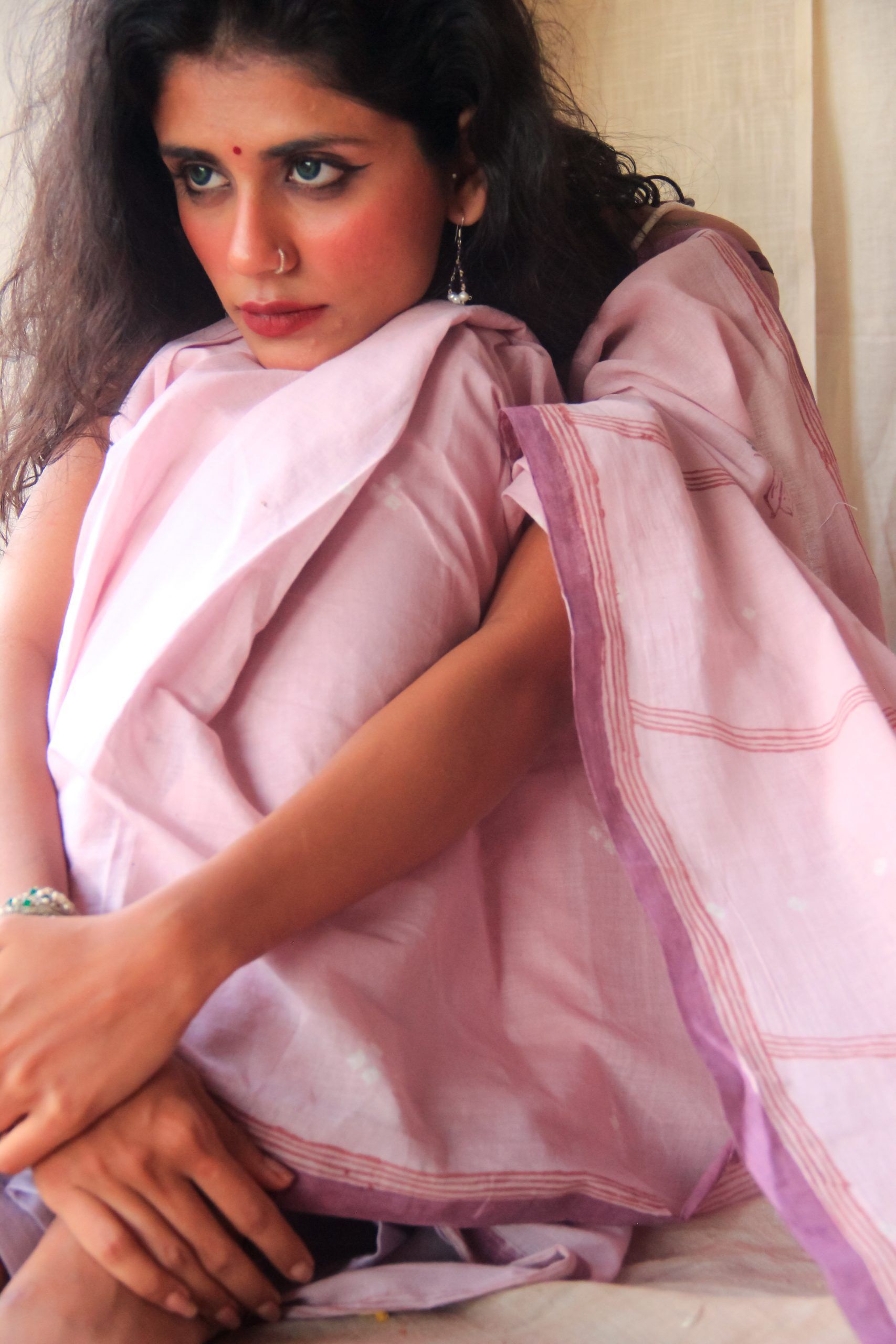 Laila Lilac Bandhej Saree - Image 5